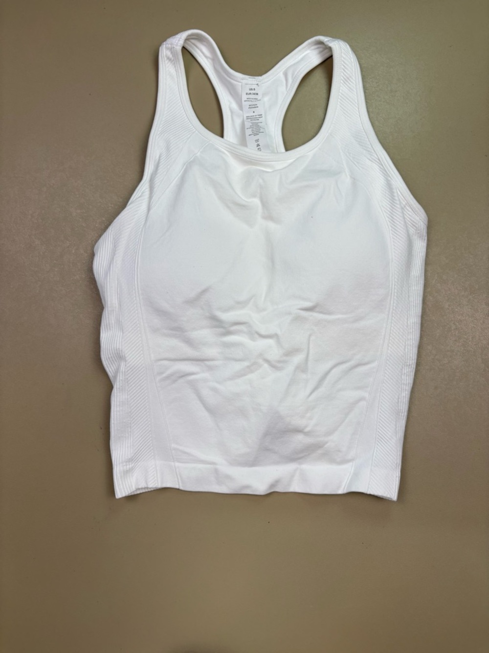 White Seamless Athletic Tank Top Racerback Built In Bra Small